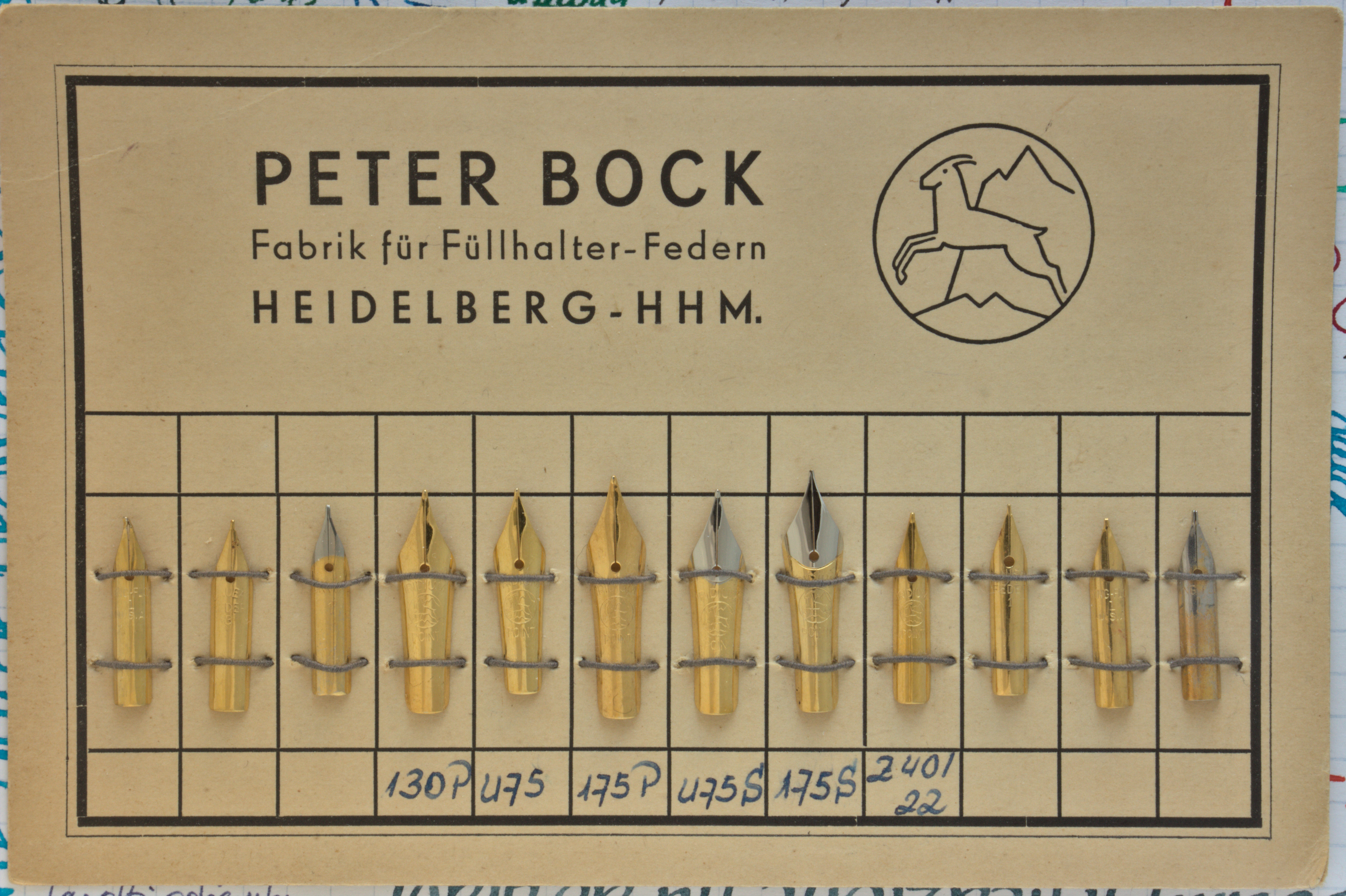 Foglietto campionario di pennini