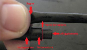 Fig. 7 - Procedura per il taglio a misura di un sacchetto per l'inchiostro.